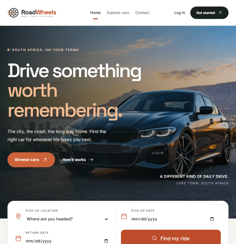 RoadWheels website screenshot